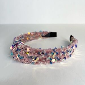 Pink Front Knot Sequin Headband